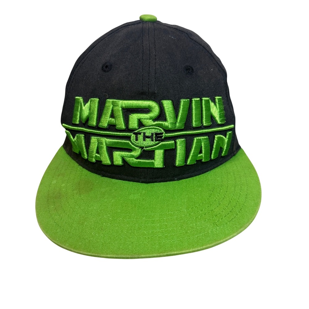 Looney Tunes Snapback Hat Mens OSFM Black Green Marvin the Martian 3D Embroidery